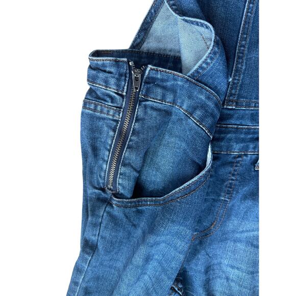 Cheap Monday Dungaree Carbon Blue Distressed Zippered Denim Jean Overalls SMALL - Picture 4 of 7